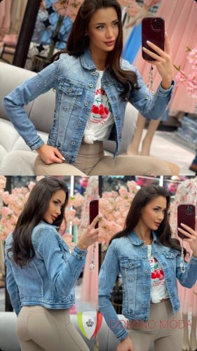 Denim jacket with rhinestones