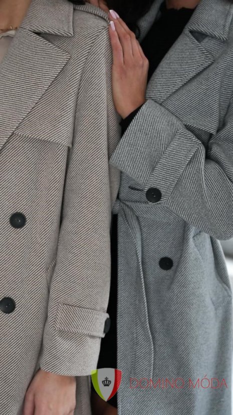 Elegant women's spring trenchcoat with a stripe - 2 colors - Barva: Light brown, Velikost: 40