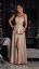 Long party dress with glitter and lace up - 2 colors - Barva: Beige, Velikost: 40