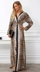 Long satin dress with leopard print