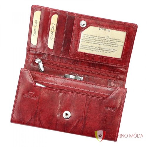 Dámská kožená peněženka velká - 3 barvy - Barva: Červená
