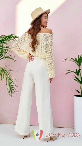 Loose trousers with jewelery - choice of colors - Barva: White, Velikost: 34