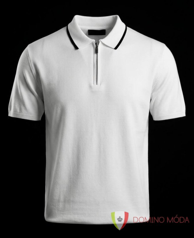 Pánske polo tričko so zipsom White Contrast