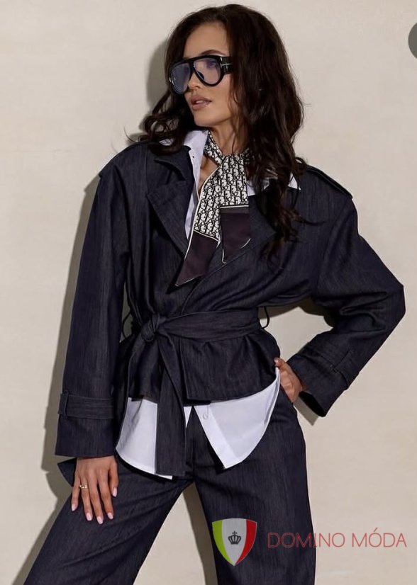 Krátký denimový trenchcoat