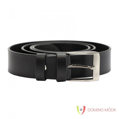 Men's leather belt with classic buckle - black - Velikost: 46/125