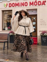 Elegant women's poncho with a belt – autumn cape