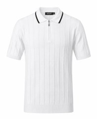 Štruktúrované polo tričko na zips - 2 farby