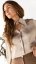 Elegant satin shirt with decorative collar - Barva: Beige, Velikost: M