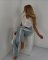 Straight light blue jeans with side stripe