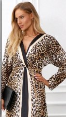 Long satin dress with leopard print