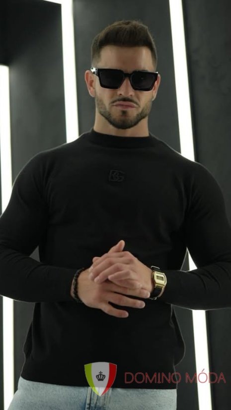 Men's round neck sweater - Barva: Black, Velikost: XL