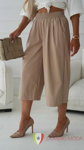 Koženkové kalhoty dámské - Barva: Camel, Velikost: 2