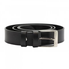 Men's leather belt with classic buckle - black