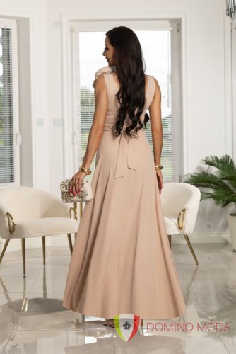 Společenské šaty na jedno rameno s květinovou aplikací ANABEL