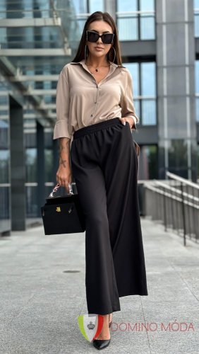 Dámske široké nohavice - výber farieb - Barva: Čierna, Velikost: UNI