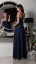 Long party dress with glitter and lace up - 2 colors - Barva: Dark blue, Velikost: 38